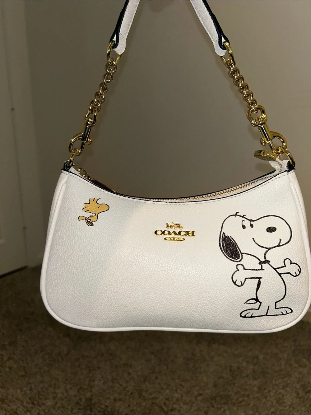 Coach x Snoopy white shoulder bag